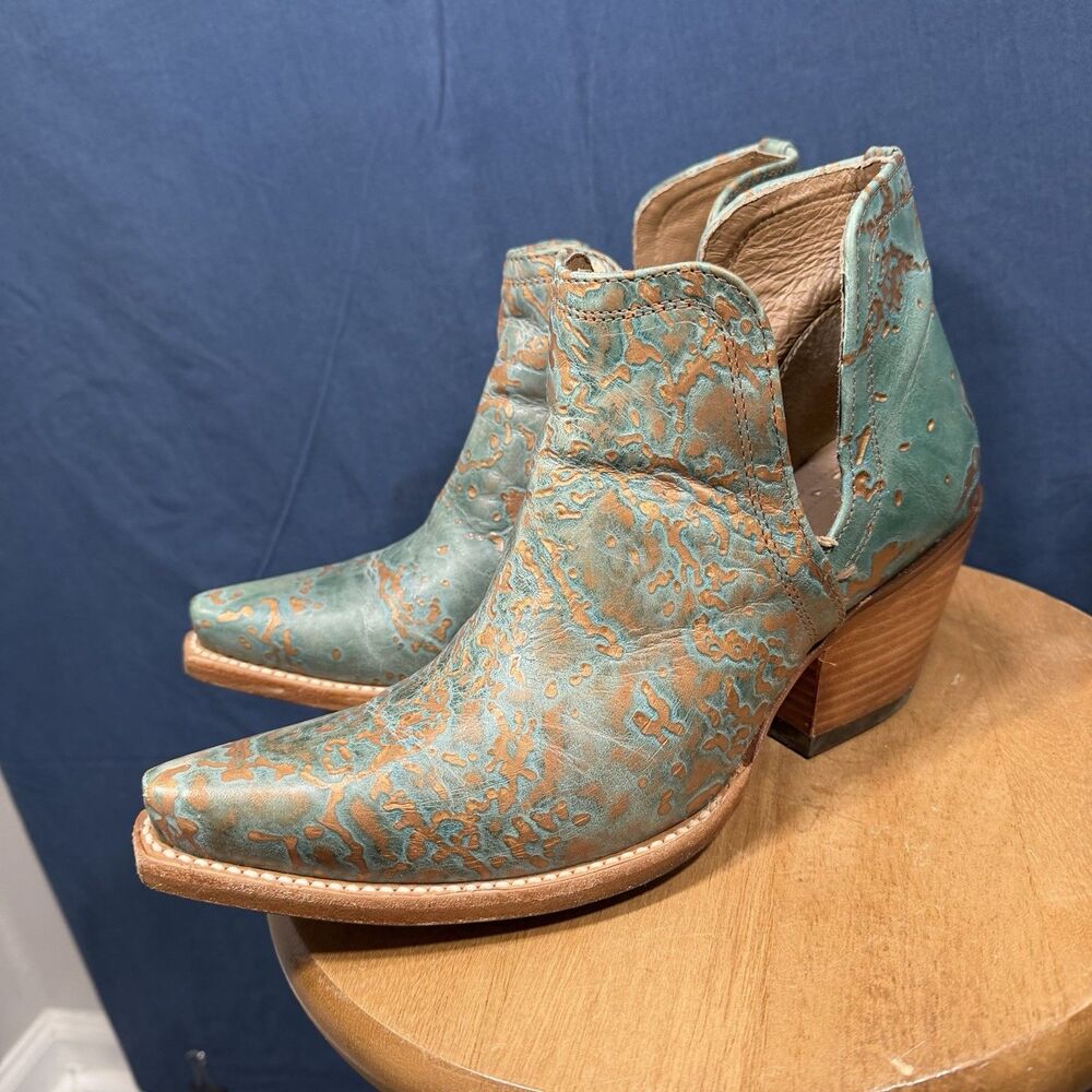 ARIAT Women's Dixon Western Boots Size 9.5B Turquoise Green Brown Leather - Picture 5 of 8